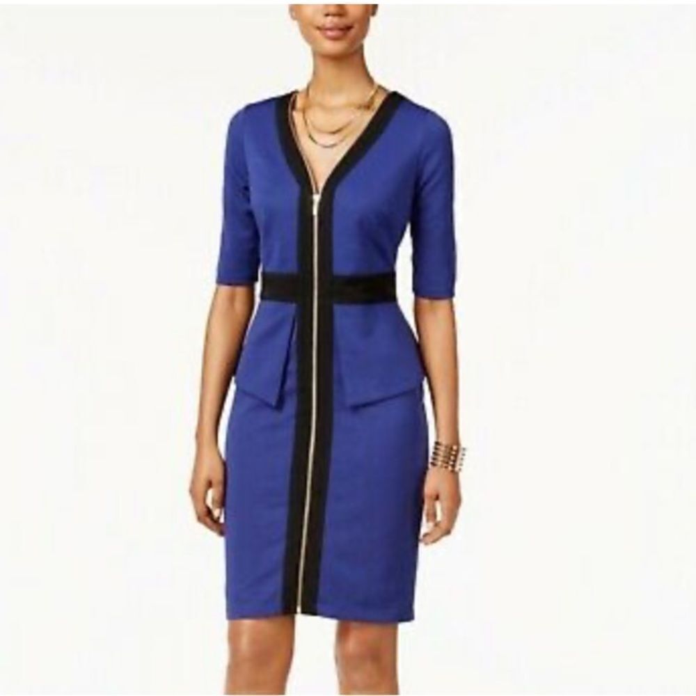 Thalia Sodi Dress Sheath Peplum Zipper Front